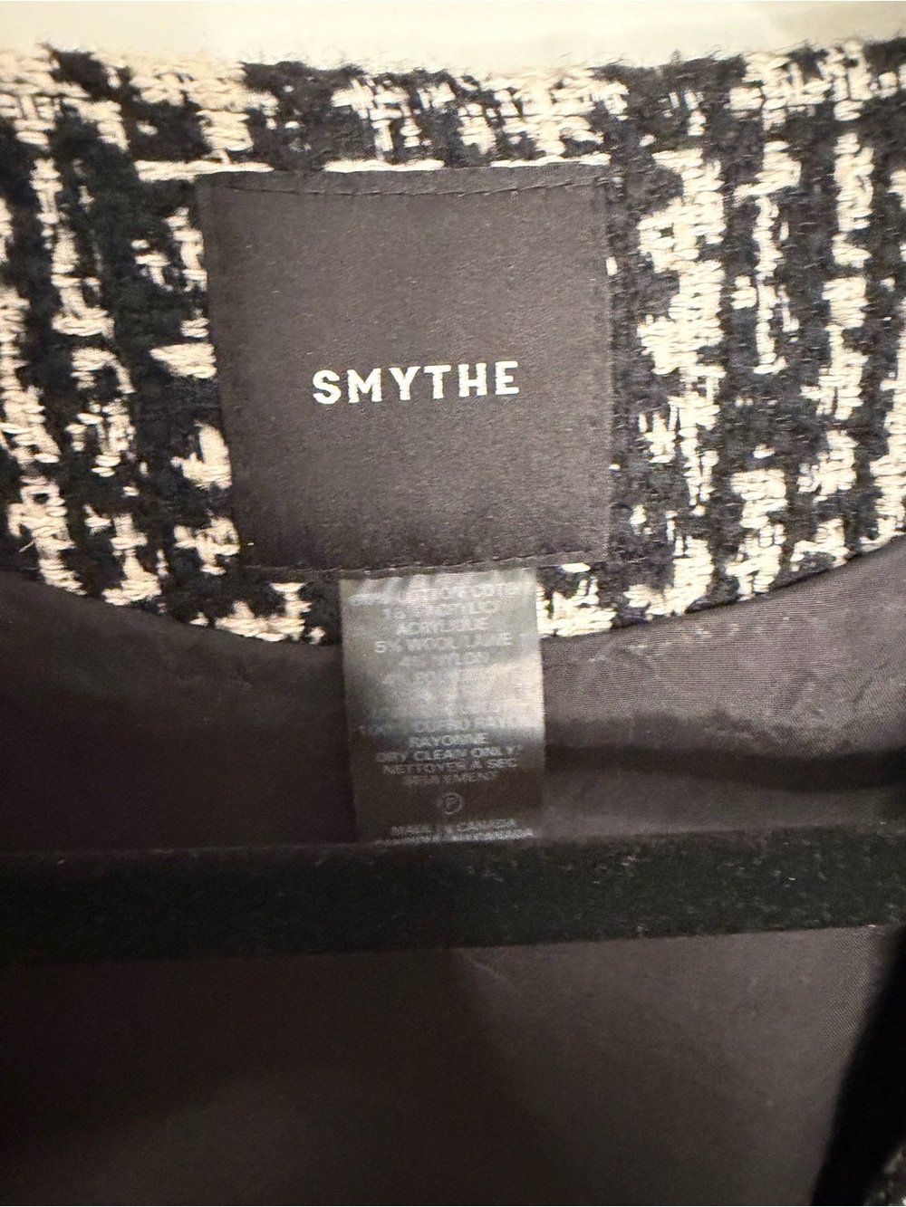 Smythe Black and White Cropped Tweed Blazer with Gold Buttons - Picture 2 of 4